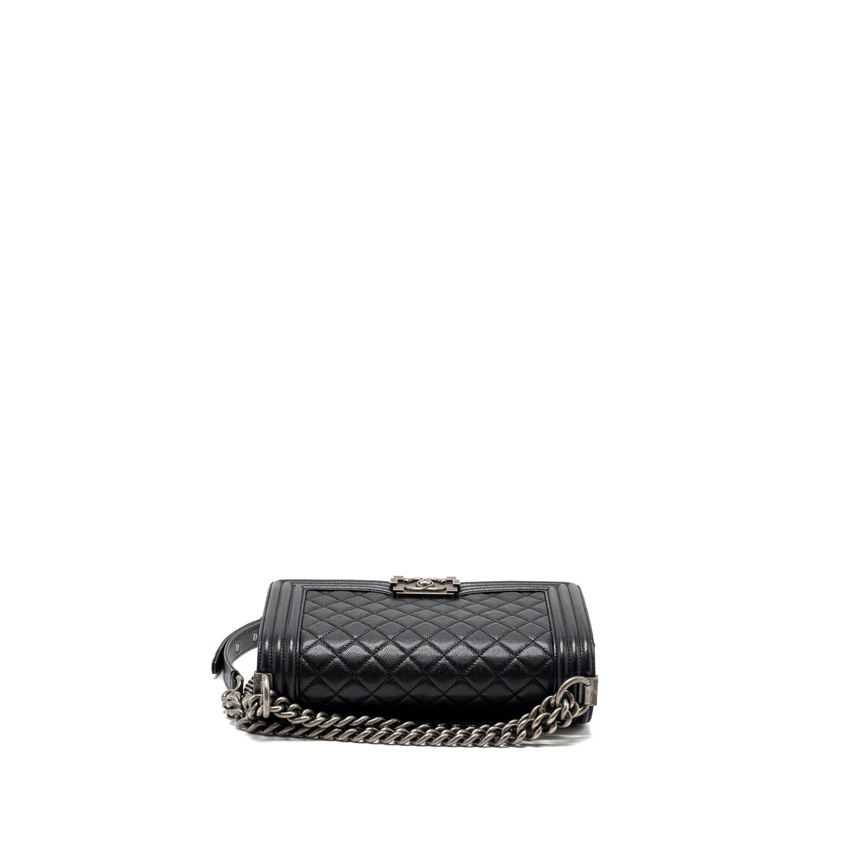 CHANEL MEDIUM BOY BAG CAVIAR BLACK RUTHENIUM HARDWARE