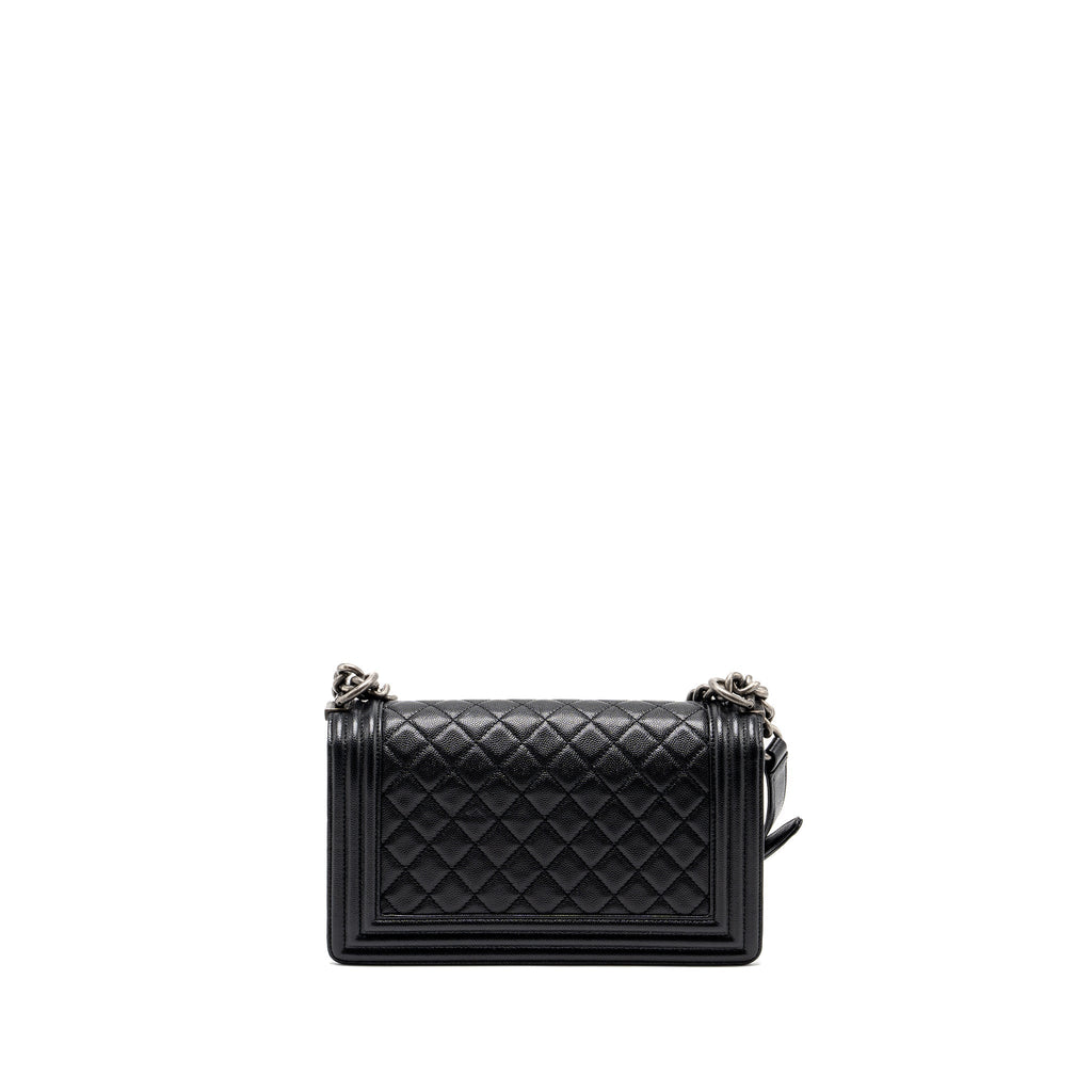 CHANEL MEDIUM BOY BAG CAVIAR BLACK RUTHENIUM HARDWARE