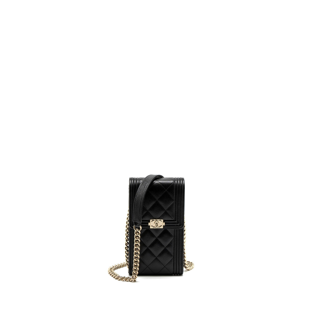 CHANEL VERTICAL PHONE POUCH CAVIAR BLACK LGHW
