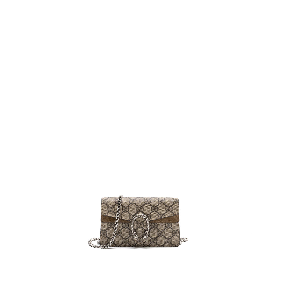 GUCCI DIONYSUS SUPER MINI GG SUPREME CANVAS/SUEDE RUTHENIUM SILVER HARDWARE