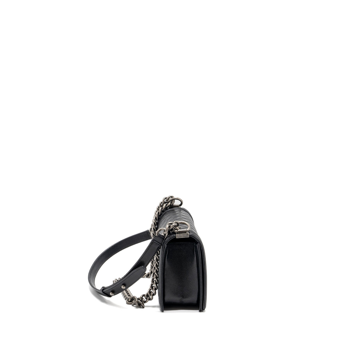 CHANEL MEDIUM BOY BAG CAVIAR BLACK RUTHENIUM HARDWARE