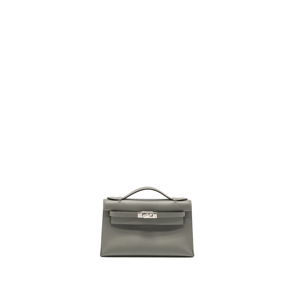 Hermes kelly pochette swift gris Meyer SHW