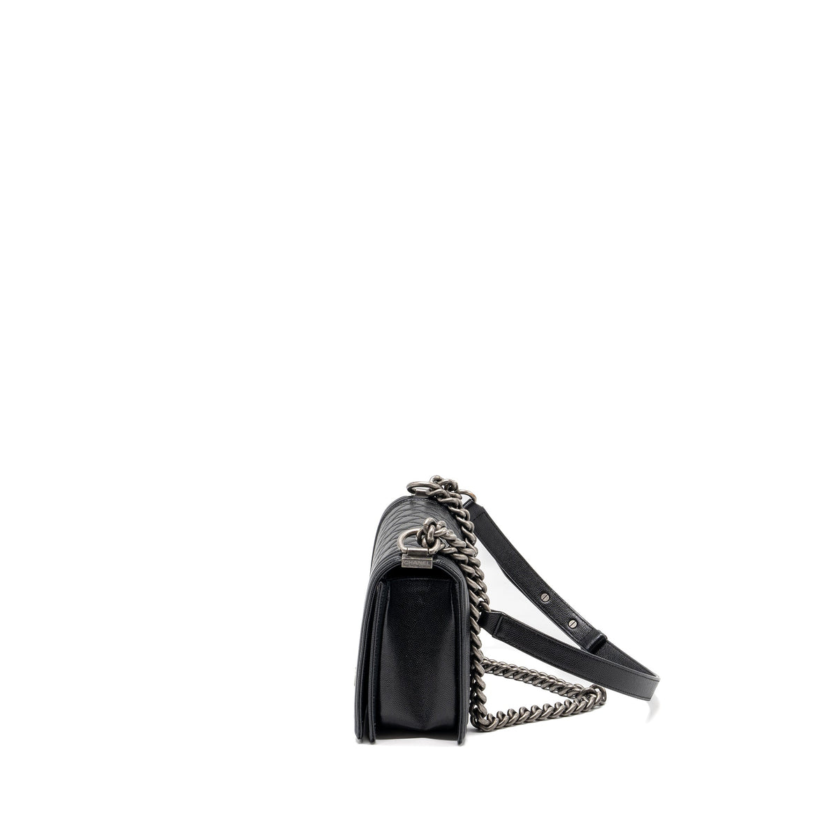 CHANEL MEDIUM BOY BAG CAVIAR BLACK RUTHENIUM HARDWARE