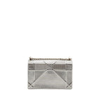 DIOR DIORAMA FLAP BAG PATENT MICRO-CANNAGE LEATHER METALLIC SILVER SHW