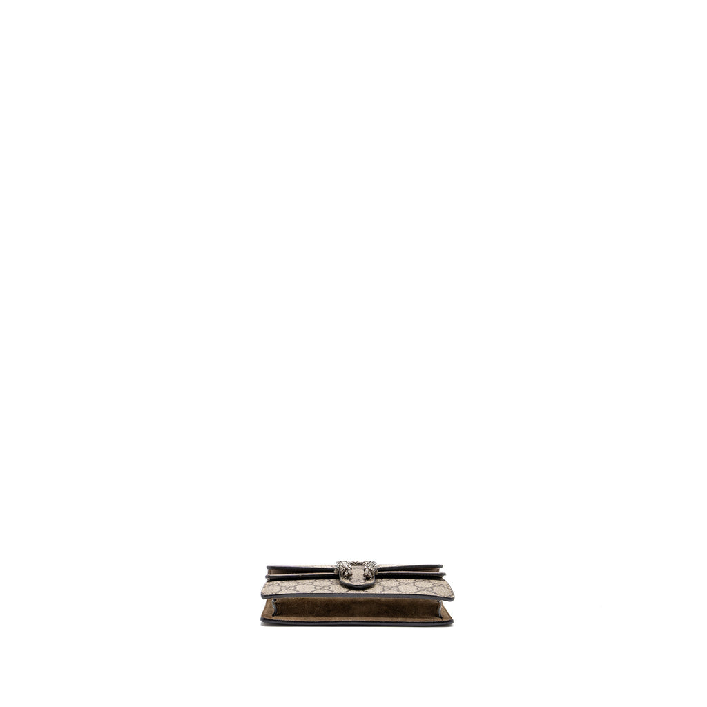 GUCCI DIONYSUS SUPER MINI GG SUPREME CANVAS/SUEDE RUTHENIUM SILVER HARDWARE