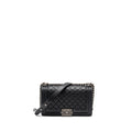 CHANEL MEDIUM BOY BAG CAVIAR BLACK RUTHENIUM HARDWARE