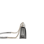 DIOR DIORAMA FLAP BAG PATENT MICRO-CANNAGE LEATHER METALLIC SILVER SHW