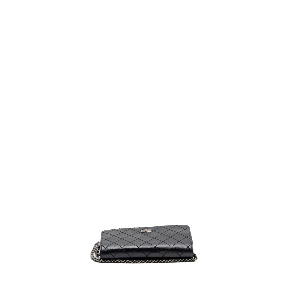 CHANEL 2.55 REISSUE WALLET ON CHAIN CALFSKIN BLACK RUTHENIUM HARDWARE