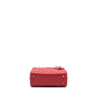 DIOR SMALL LADY DIOR LAMBSKIN RED LGHW