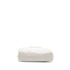 CHANEL SMALL 22 BAG GOLD LETTER SHINY CALFSKIN WHITE BRUSHED GHW (MICROCHIP)