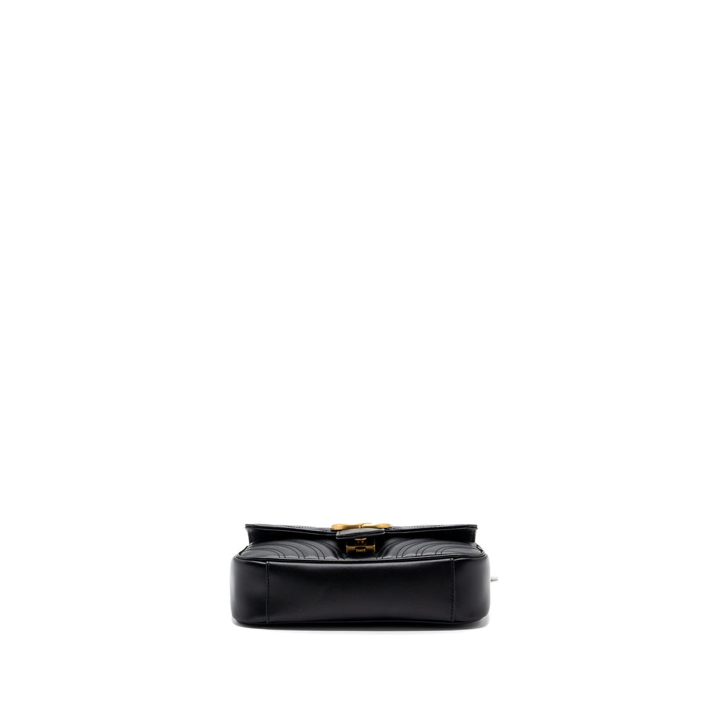 GUCCI MINI GG MARMONT MATELASSE BAG LEATHER BLACK GHW