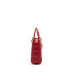 DIOR SMALL LADY DIOR LAMBSKIN RED LGHW