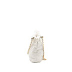 CHANEL SMALL 22 BAG GOLD LETTER SHINY CALFSKIN WHITE BRUSHED GHW (MICROCHIP)