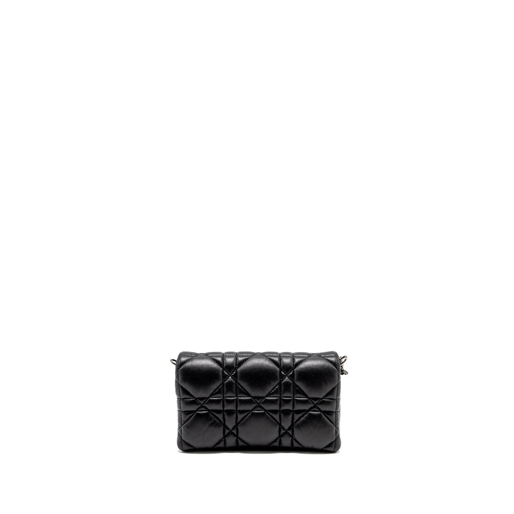 DIOR MINI CARO FLAP BAG CALFSKIN BLACK/ BLACK HARDWARE