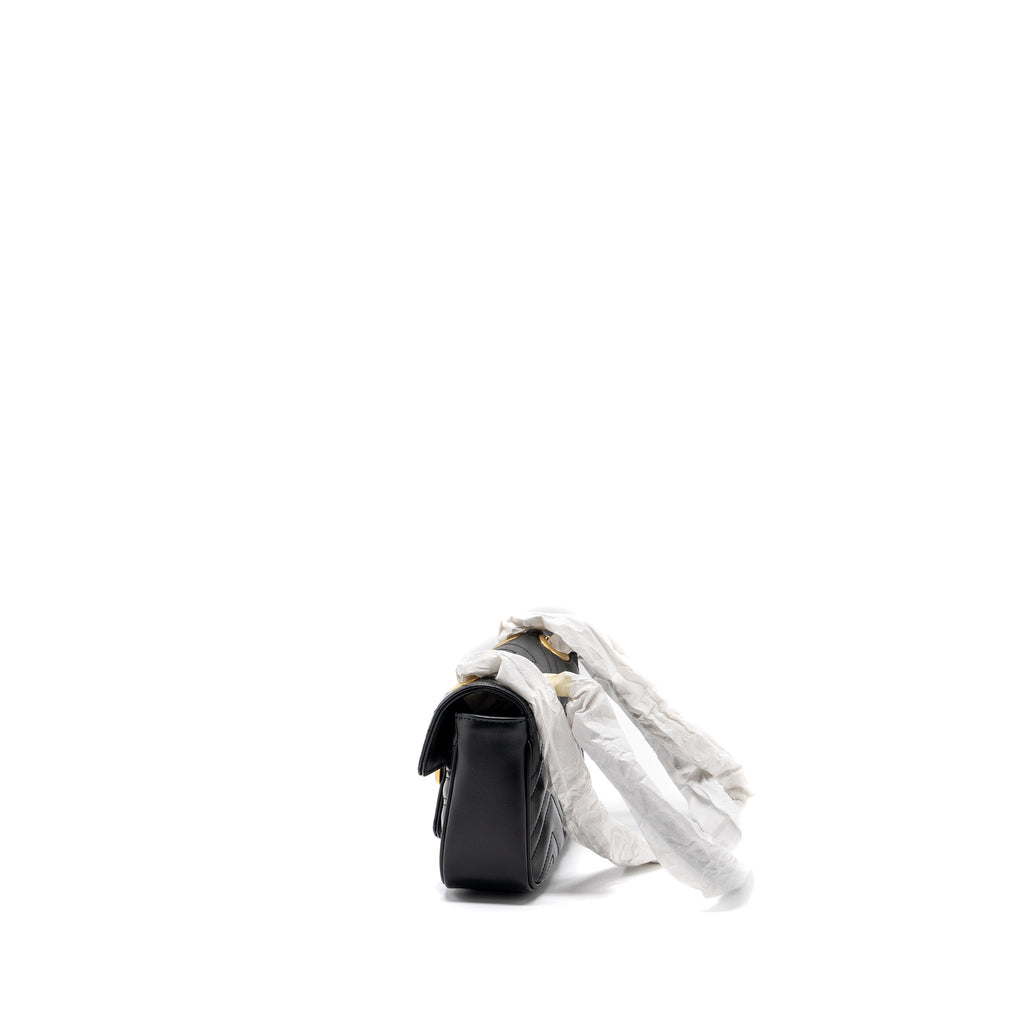 GUCCI MINI GG MARMONT MATELASSE BAG LEATHER BLACK GHW