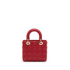DIOR SMALL LADY DIOR LAMBSKIN RED LGHW