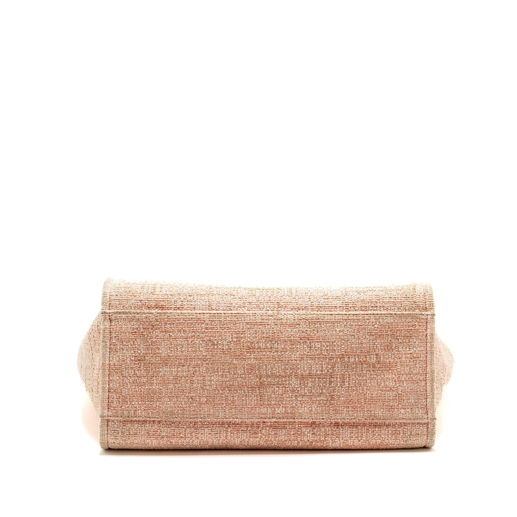 CHANEL DEAUVILLE TOTE BAG CANVAS/ CALFSKIN PINK SHW