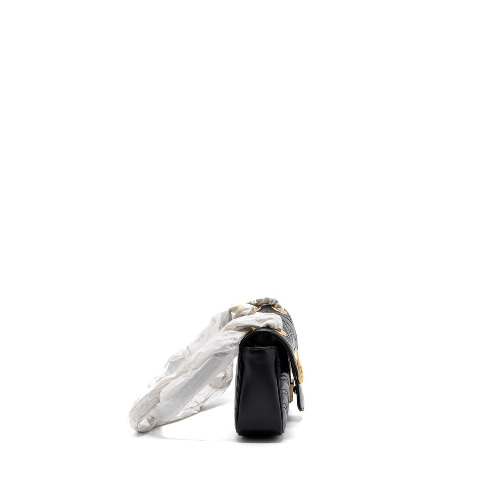 GUCCI MINI GG MARMONT MATELASSE BAG LEATHER BLACK GHW