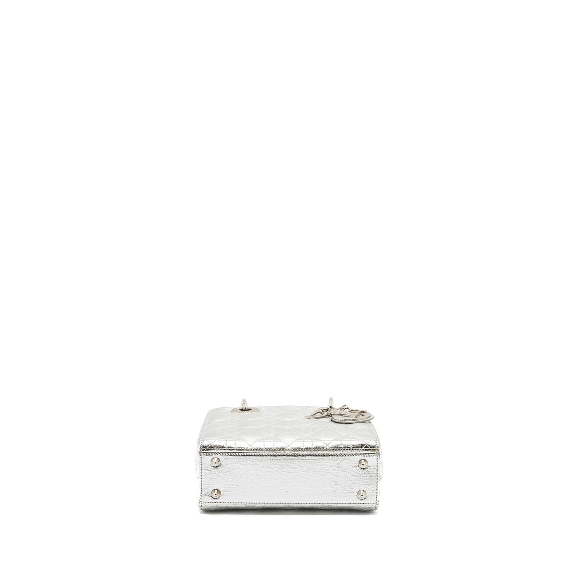 DIOR SMALL MY ABC LADY DIOR CANNAGE CALFSKIN METALLIC SILVER SHW