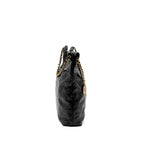 CHANEL MEDIUM 22 BAG GOLD LETTER SHINY CALFSKIN BLACK BRUSHED GHW (MICROCHIP)