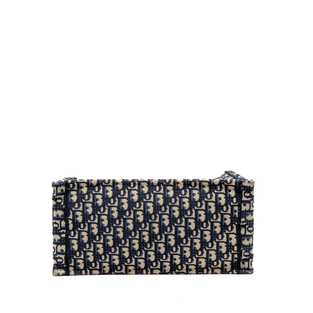 DIOR MEDIUM BOOK TOTE OBLIQUE EMBROIDERY ECRU/BLUE