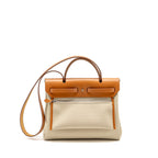 HERMES HERBAG 31 ZIP BAG TOILE MILITAIRE / VACHE HUNTER BETON/ NATURE SHW