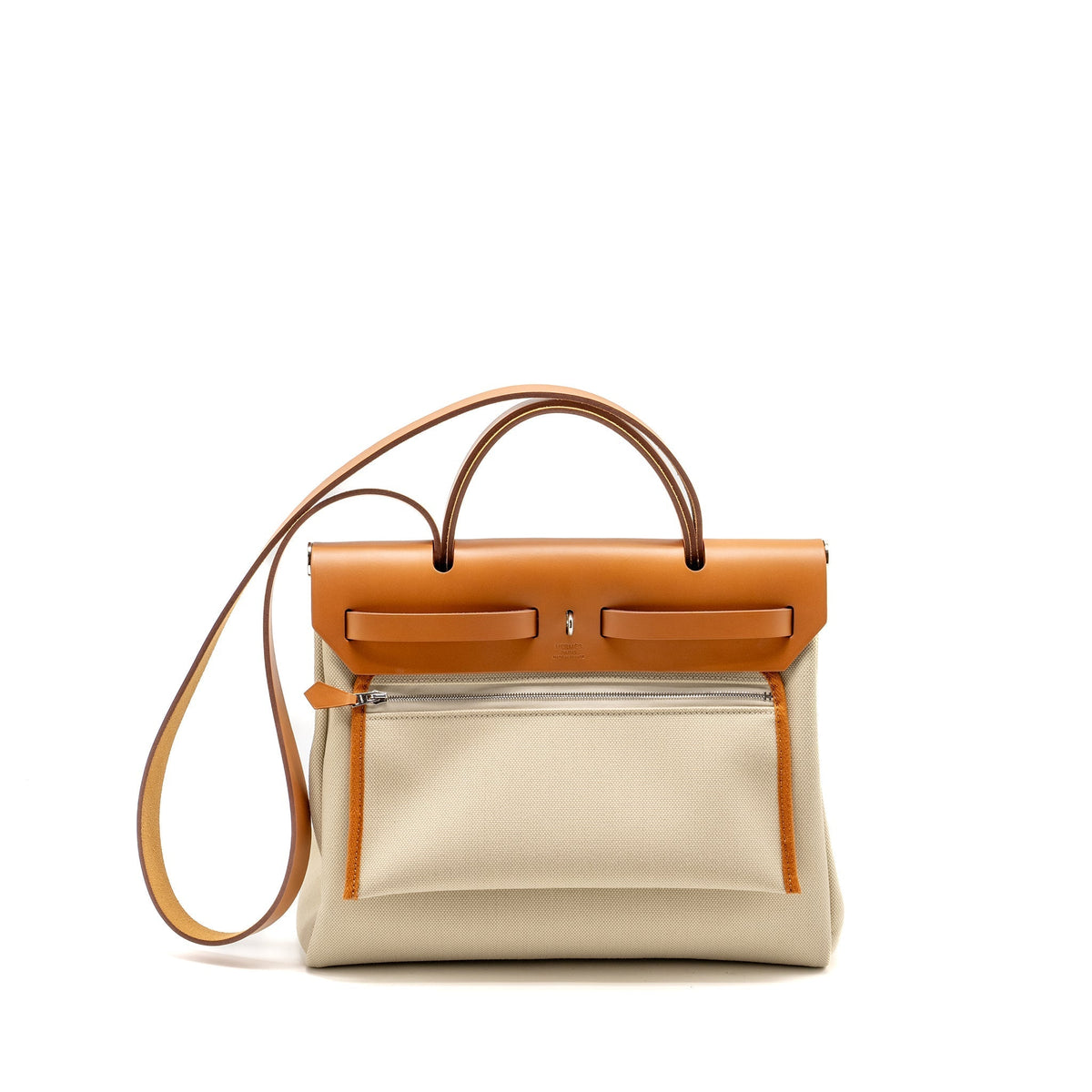 HERMES HERBAG 31 ZIP BAG TOILE MILITAIRE / VACHE HUNTER BETON/ NATURE SHW