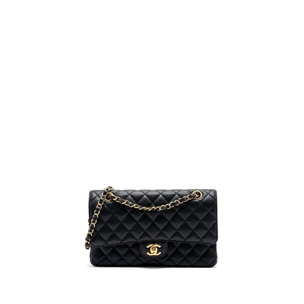 CHANEL MEDIUM CLASSIC DOUBLE FLAP BAG CAVIAR BLACK GHW