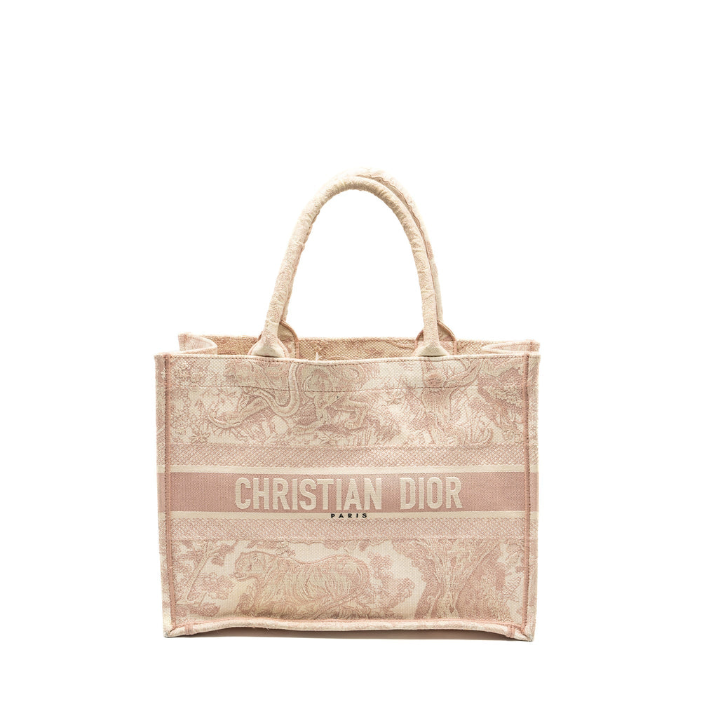 DIOR MEDIUM BOOK TOTE PINK TOILE DE JOUY EMBROIDERY