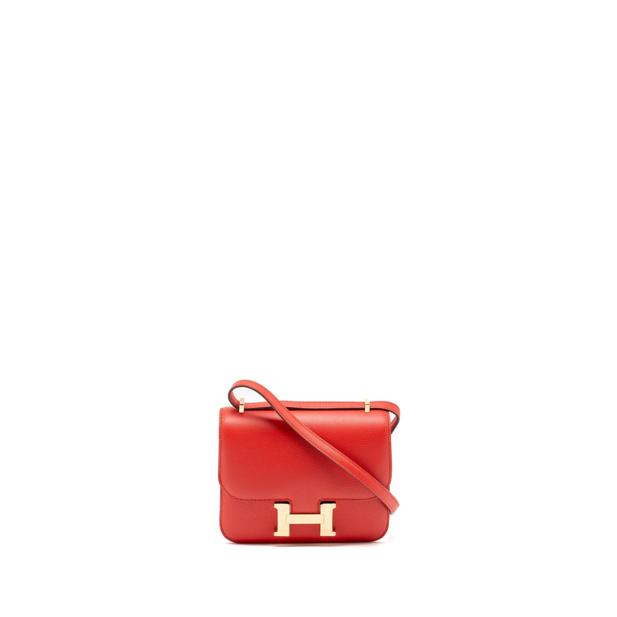 Hermes Mini Constance Evercolor Rouge De Coeur GHW