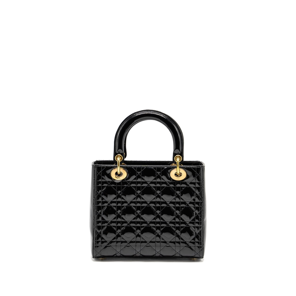 DIOR MEDIUM LADY DIOR PATENT BLACK GHW