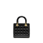 DIOR MEDIUM LADY DIOR PATENT BLACK GHW