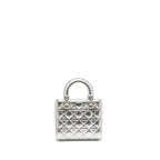 DIOR SMALL MY ABC LADY DIOR CANNAGE CALFSKIN METALLIC SILVER SHW