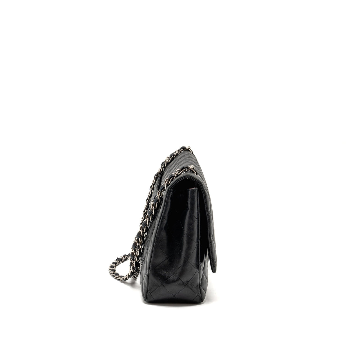 CHANEL MAXI CLASSIC SINGLE FLAP BAG LAMBSKIN BLACK SHW