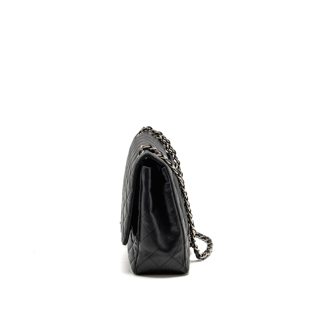CHANEL MAXI CLASSIC SINGLE FLAP BAG LAMBSKIN BLACK SHW