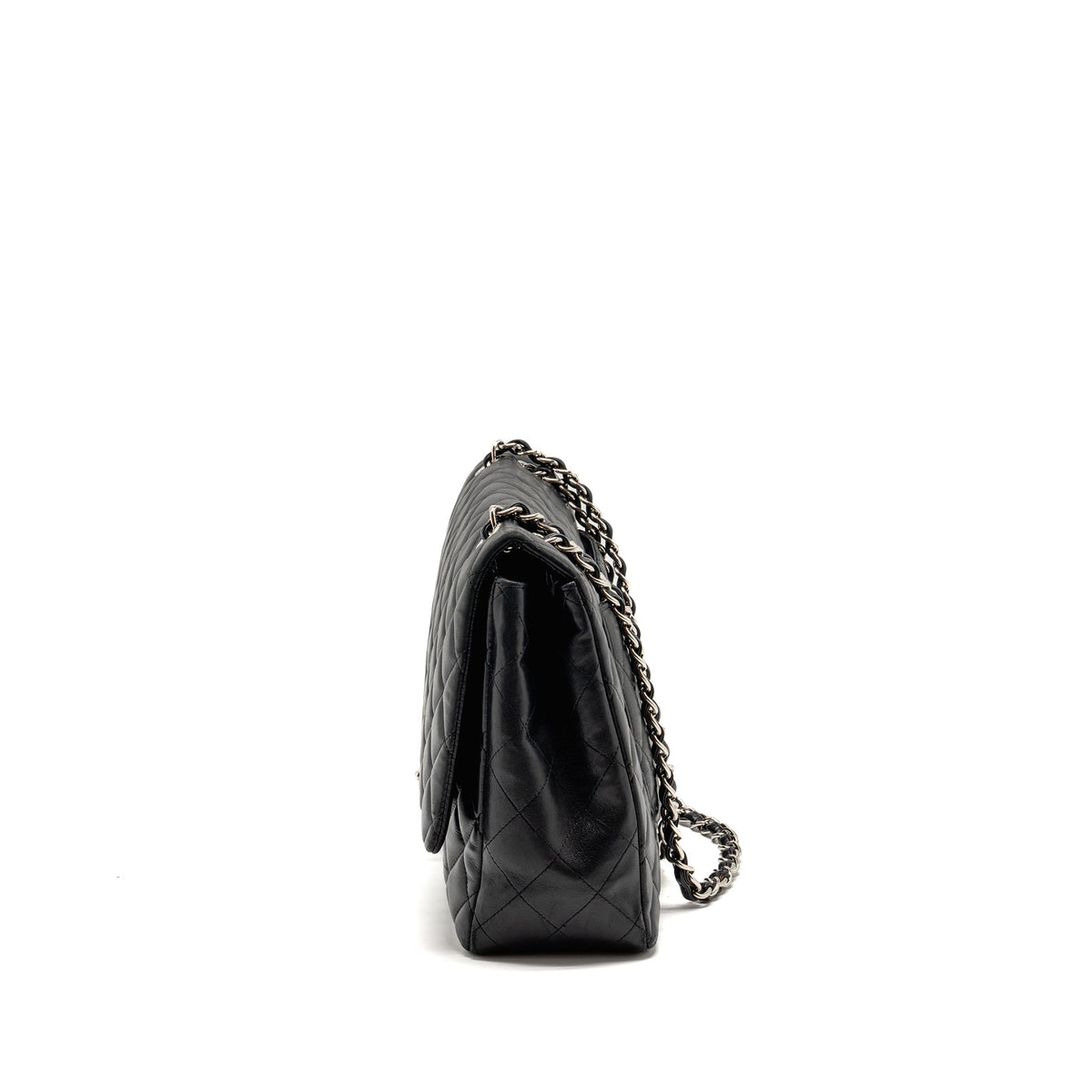 CHANEL MAXI CLASSIC SINGLE FLAP BAG LAMBSKIN BLACK SHW