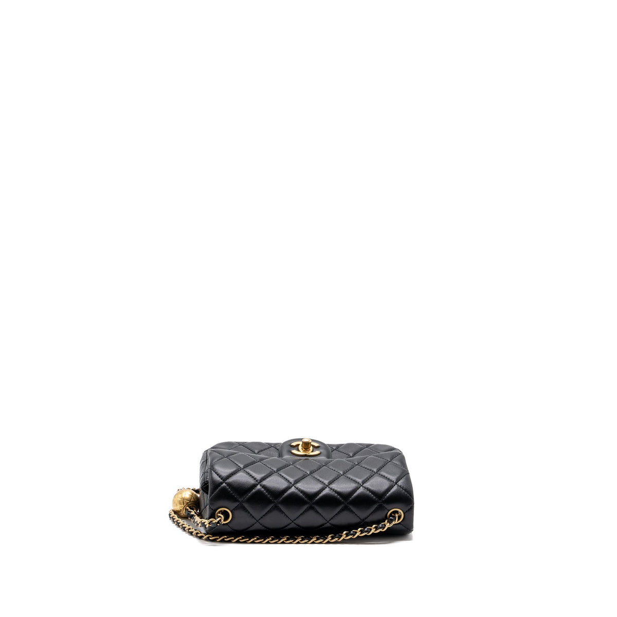 CHANEL PEARL CRUSH MINI RECTANGULAR FLAP BAG LAMBSKIN BLACK GHW