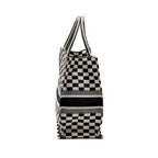 DIOR LARGE BOOK TOTE WHITE CHECKERED EMBROIDERED CANVAS BLACK / WHITE