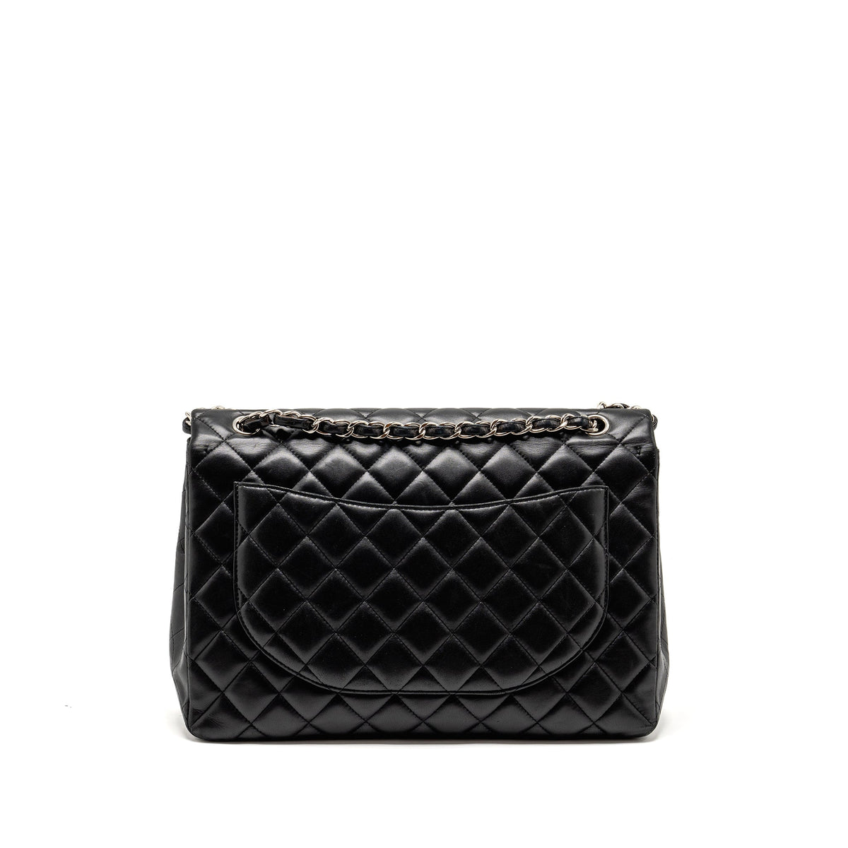 CHANEL MAXI CLASSIC SINGLE FLAP BAG LAMBSKIN BLACK SHW