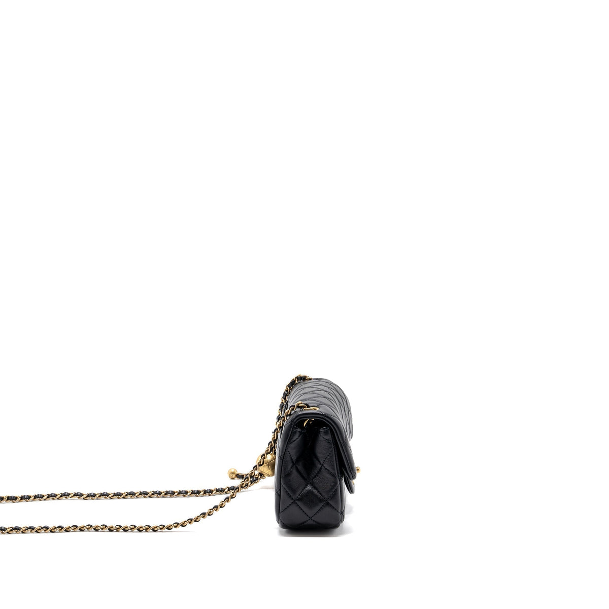 CHANEL PEARL CRUSH MINI RECTANGULAR FLAP BAG LAMBSKIN BLACK GHW