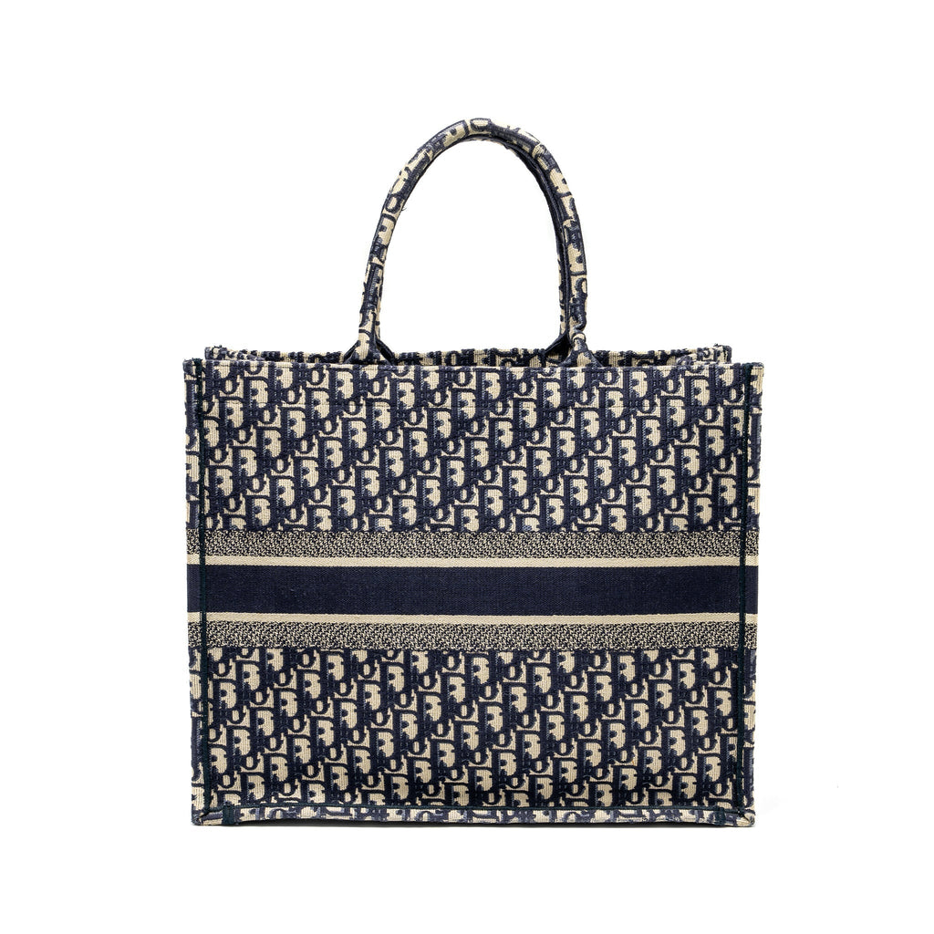DIOR LARGE BOOK TOTE BLUE OBLIQUE EMBROIDERY