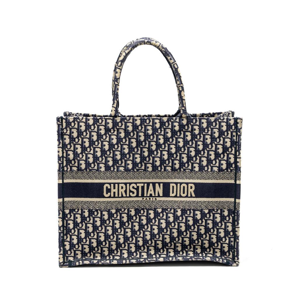 DIOR LARGE BOOK TOTE BLUE OBLIQUE EMBROIDERY