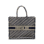 DIOR LARGE BOOK TOTE BLUE OBLIQUE EMBROIDERY