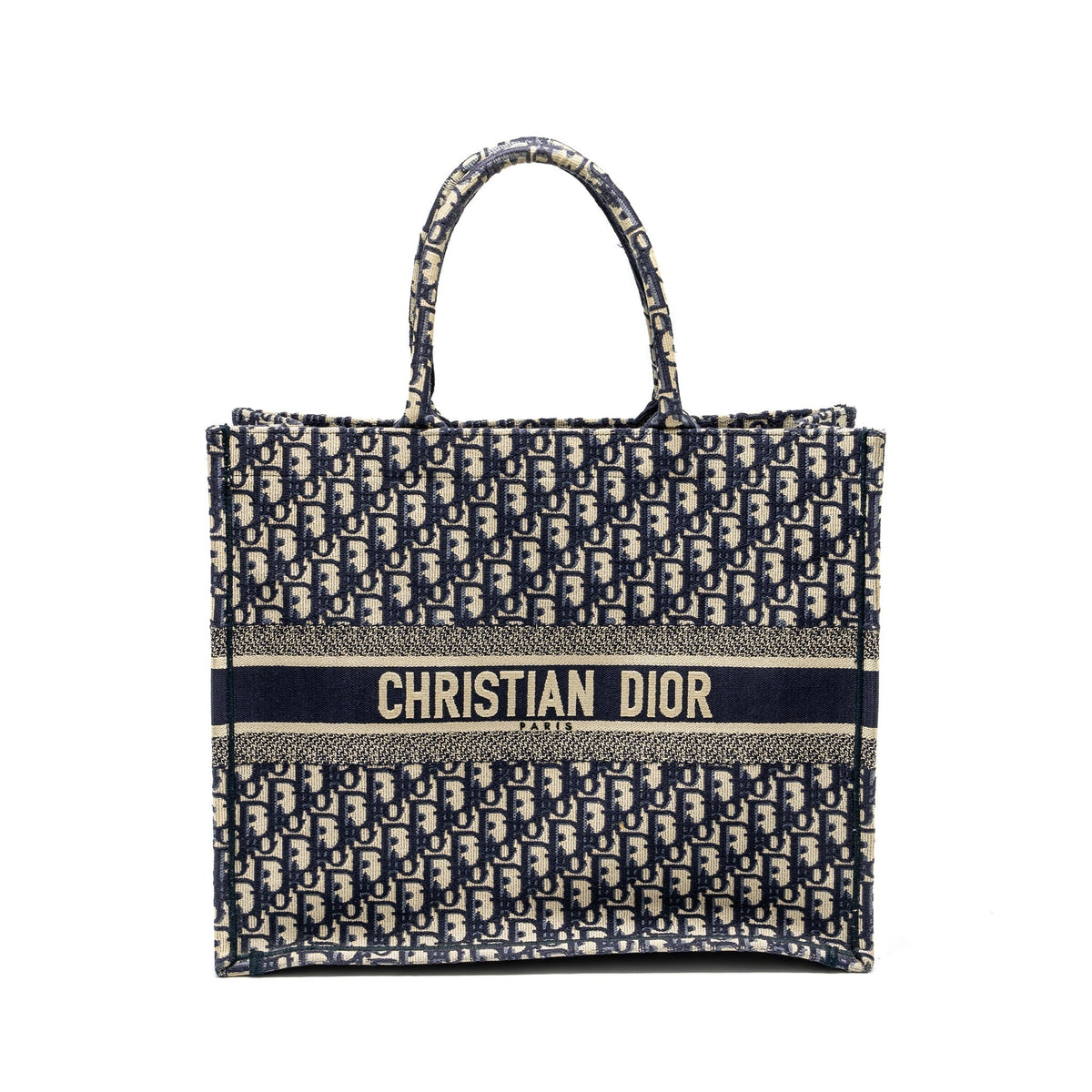 DIOR LARGE BOOK TOTE BLUE OBLIQUE EMBROIDERY