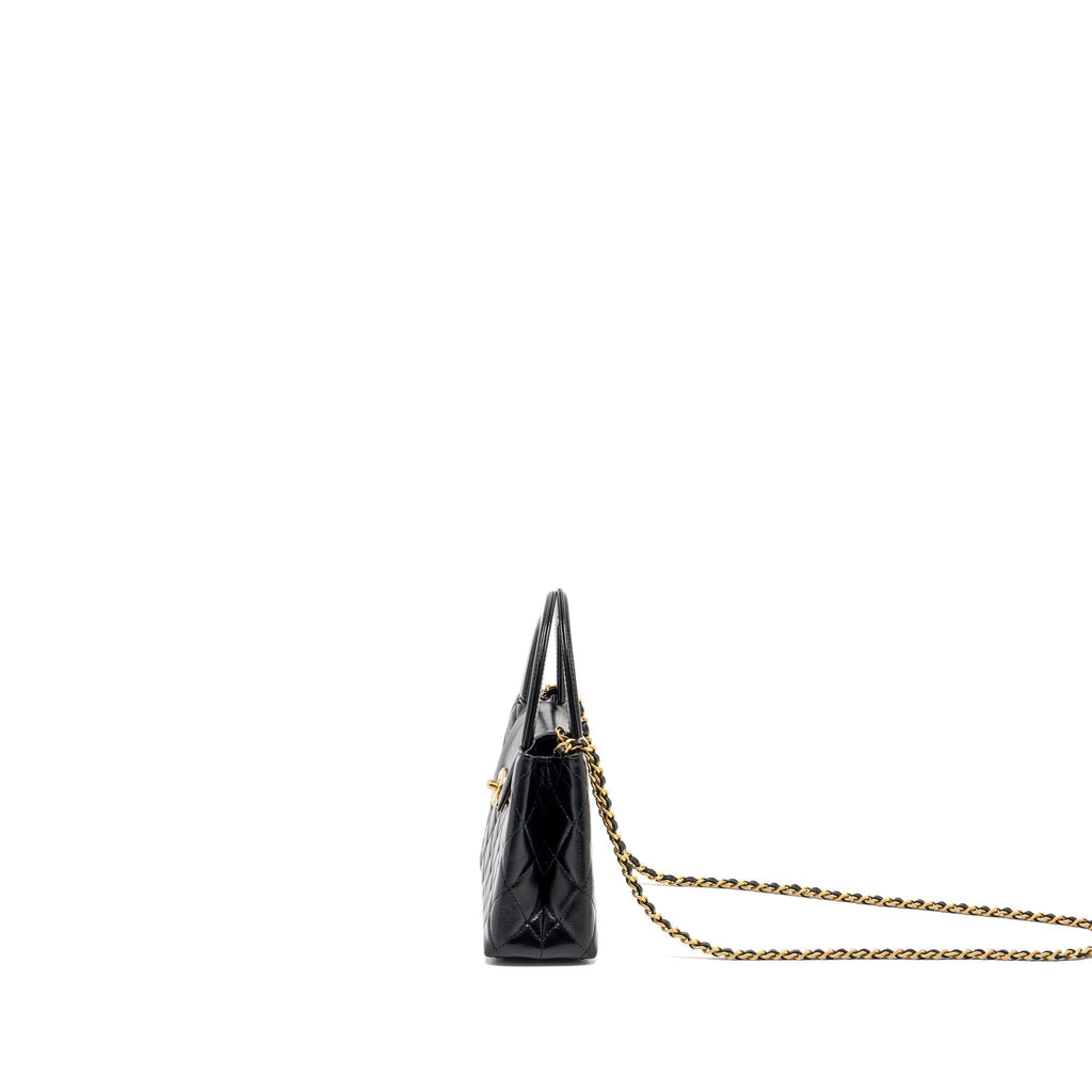 CHANEL 24P MINI SHOPPING TOTE/ KELLY BAG CALFSKIN BLACK GHW (MICROCHIP)
