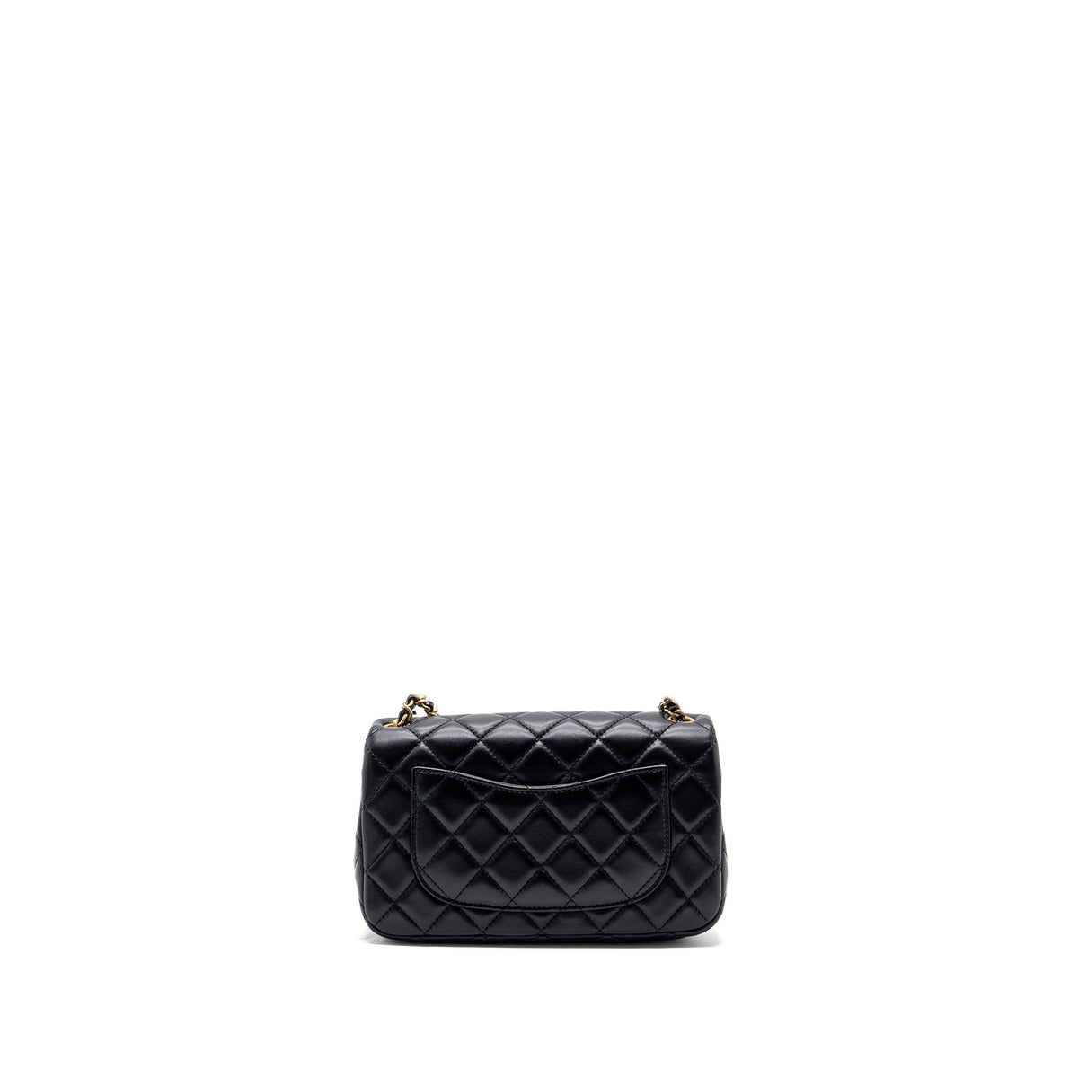 CHANEL PEARL CRUSH MINI RECTANGULAR FLAP BAG LAMBSKIN BLACK GHW