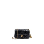CHANEL PEARL CRUSH MINI RECTANGULAR FLAP BAG LAMBSKIN BLACK GHW