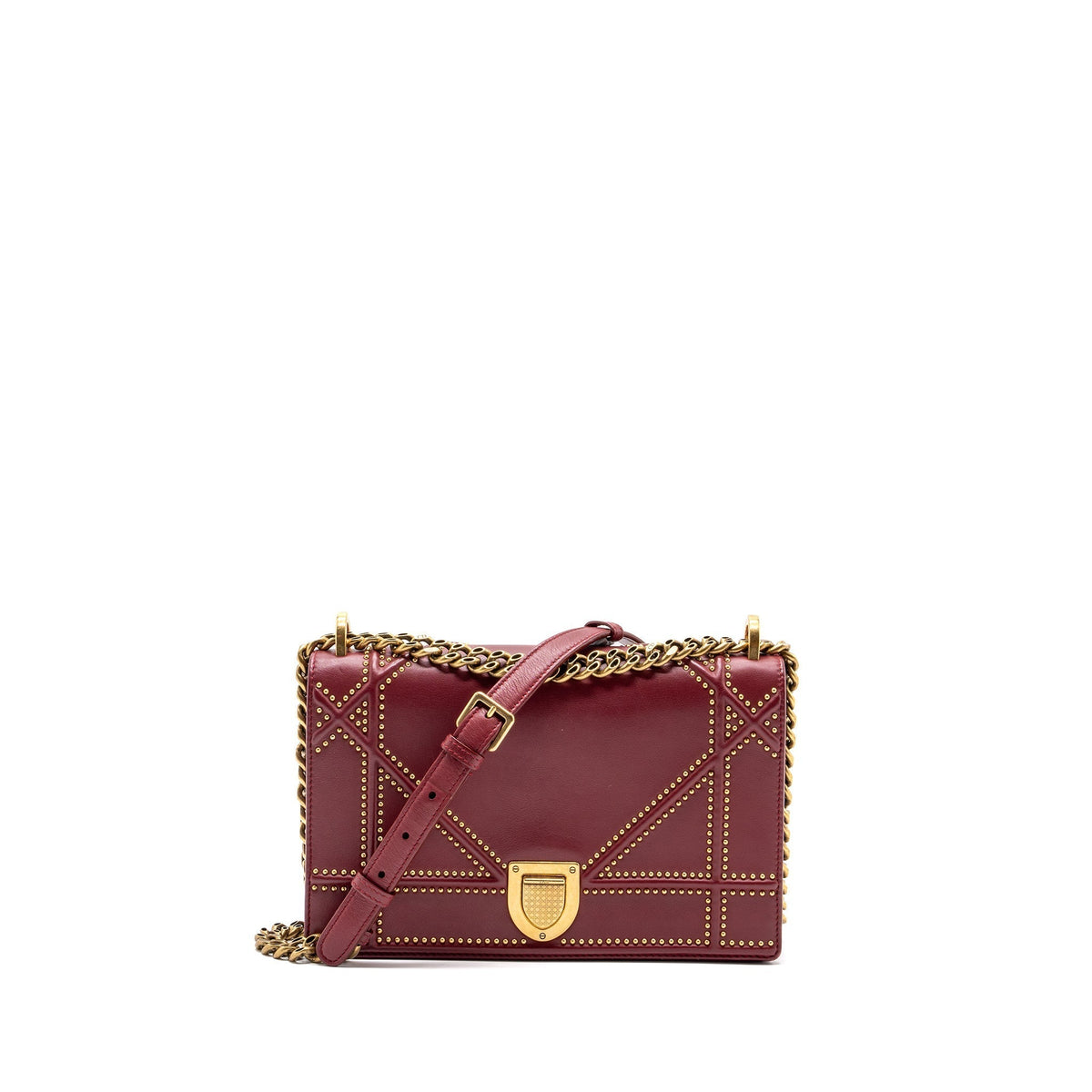 DIOR MEDIUM DIORAMA STUDDED LAMBSKIN RED GHW