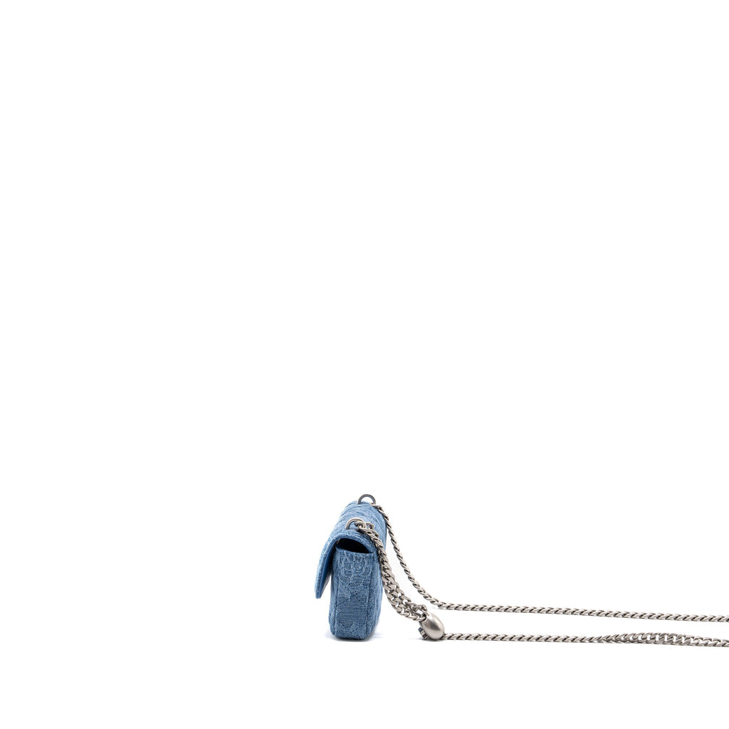CHANEL COCO LOVE MINI CLUTCH WITH CHAIN DENIM BLUE SHW(MICROCHIP)