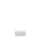 CHANEL 23C PEARL CRUSH MINI SQUARE FLAP BAG LAMBSKIN LIGHT GREY GHW (MICROCHIP)